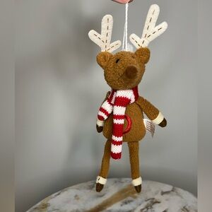 Plush Reindeer Ornament with D on the front